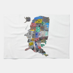 US American United States Map Flag License Plate A Kitchen Towel