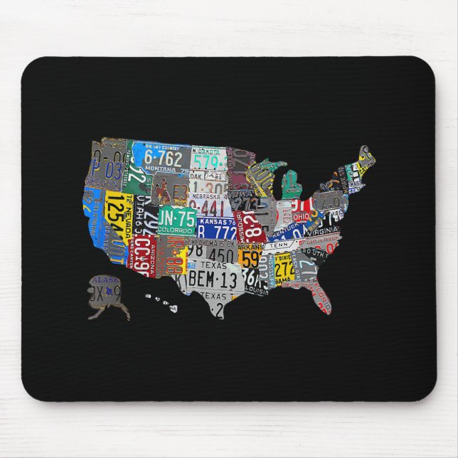 US American United States Map Flag License Plate  Mouse Pad (Front)
