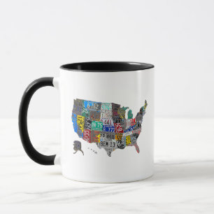 US American United States Map Flag License Plate  Mug