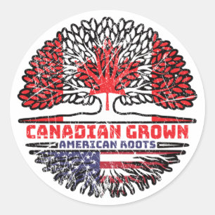US American USA United States Canadian Canada Tree Classic Round Sticker