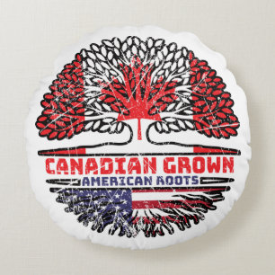 US American USA United States Canadian Canada Tree Round Pillow