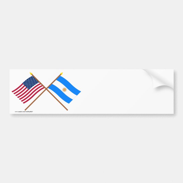 US and Argentina Crossed Flags Bumper Sticker (Front)