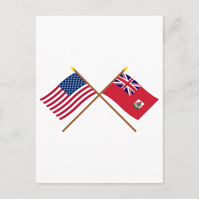 US and Bermuda Crossed Flags Postcard (Front)