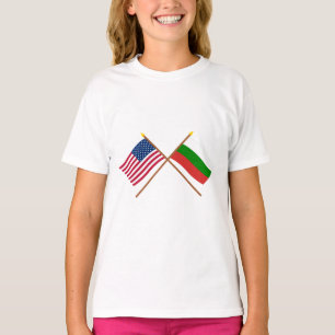 US and Bulgaria Crossed Flags T-Shirt