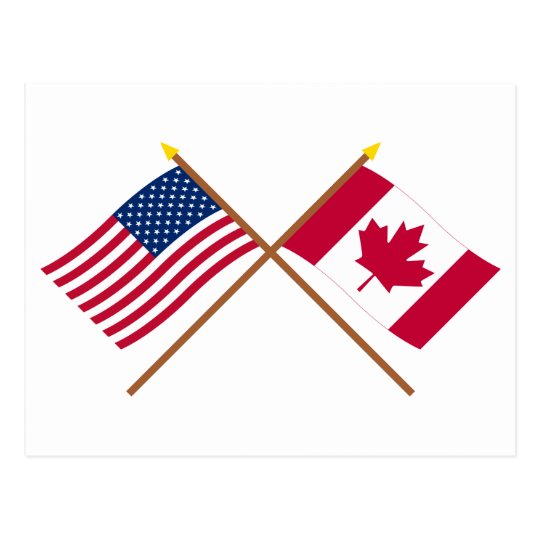 US and Canada Crossed Flags Postcard | Zazzle.ca