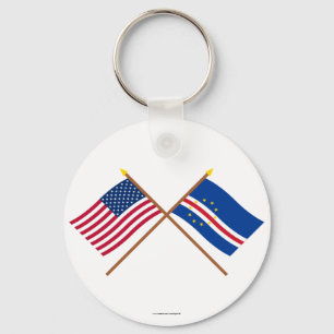 US and Cape Verde Crossed Flags Keychain