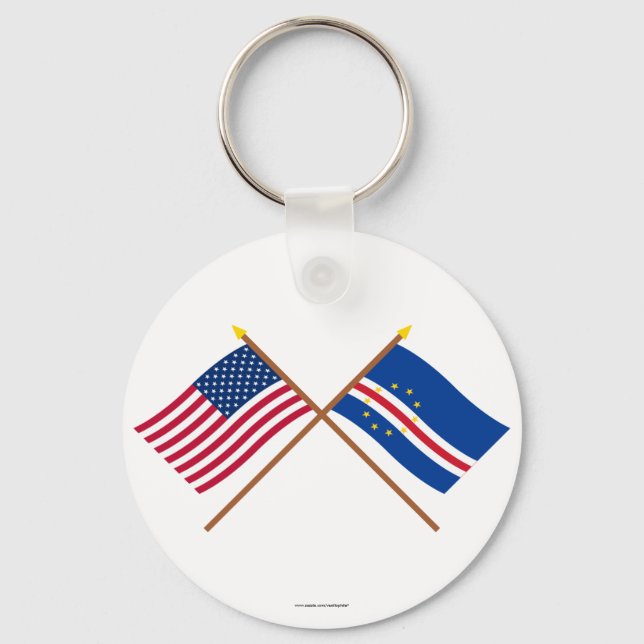 US and Cape Verde Crossed Flags Keychain (Front)