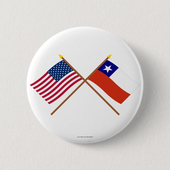 US and Chile Crossed Flags 2 Inch Round Button (Front)