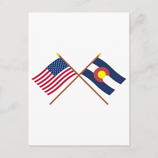 US and Colorado Crossed Flags Postcard (Front)