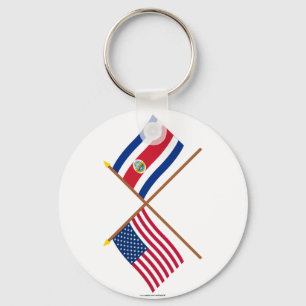 US and Costa Rica Crossed Flags Keychain