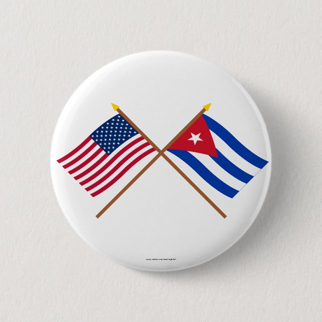 US and Cuba Crossed Flags 2 Inch Round Button (Front)