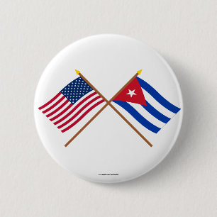 US and Cuba Crossed Flags 2 Inch Round Button