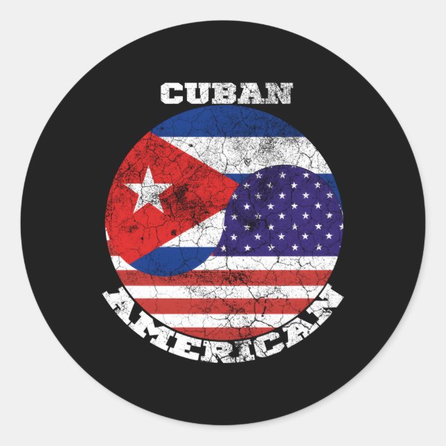 Us And Cuba Flag Half Cuban Half American Classic Round Sticker (Front)