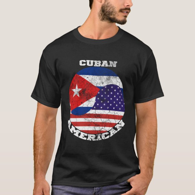 Us And Cuba Flag Half Cuban Half American T-Shirt (Front)
