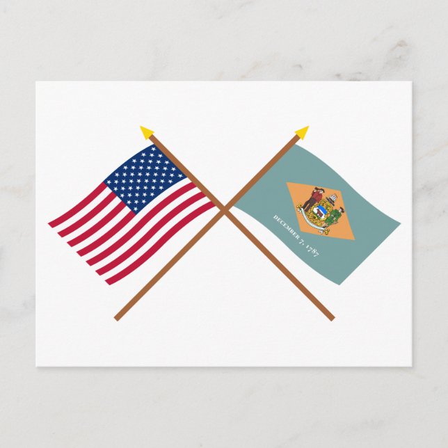 US and Delaware Crossed Flags Postcard (Front)