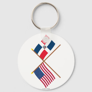 US and Dominican Republic Crossed Flags Keychain