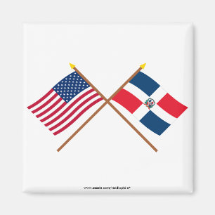 US and Dominican Republic Crossed Flags Magnet