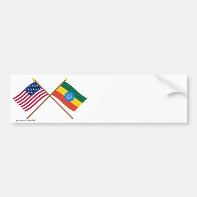 US and Ethiopia Crossed Flags Bumper Sticker (Front)