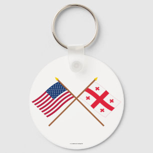 US and Georgia Republic Crossed Flags Keychain