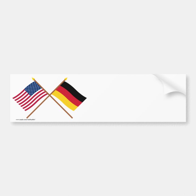 US and Germany Crossed Flags Bumper Sticker (Front)
