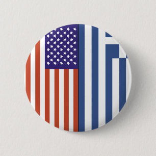 US and Greece Flags 2 Inch Round Button