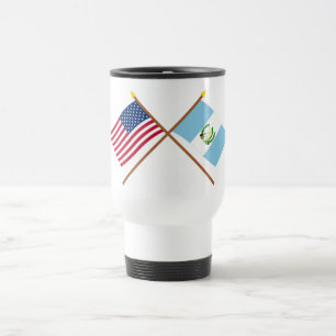 US and Guatemala Crossed Flags Travel Mug