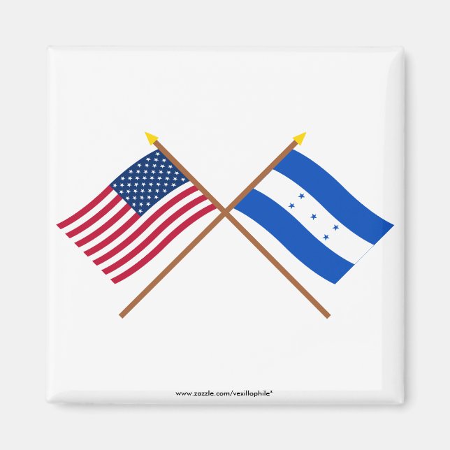 US and Honduras Crossed Flags Magnet (Front)