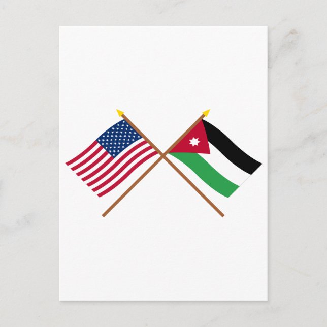 US and Jordan Crossed Flags Postcard (Front)