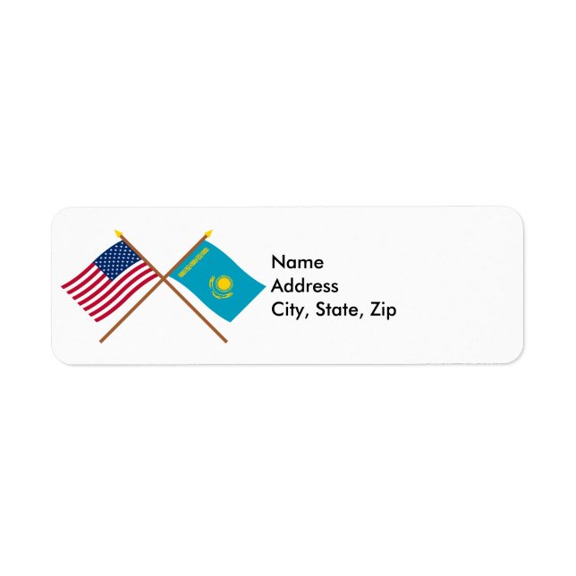 US and Kazakhstan Crossed Flags (Front)