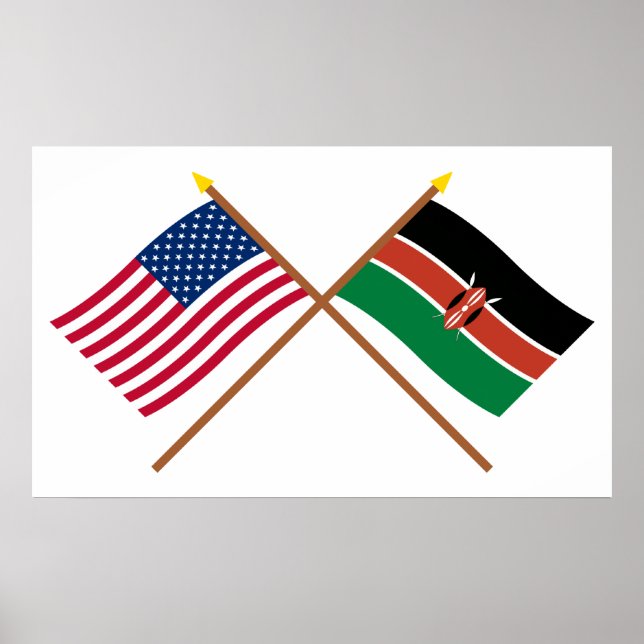 US and Kenya Crossed Flags Poster (Front)