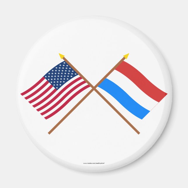 US and Luxembourg Crossed Flags Magnet (Front)