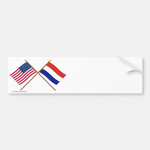 US and Netherlands Crossed Flags Bumper Sticker