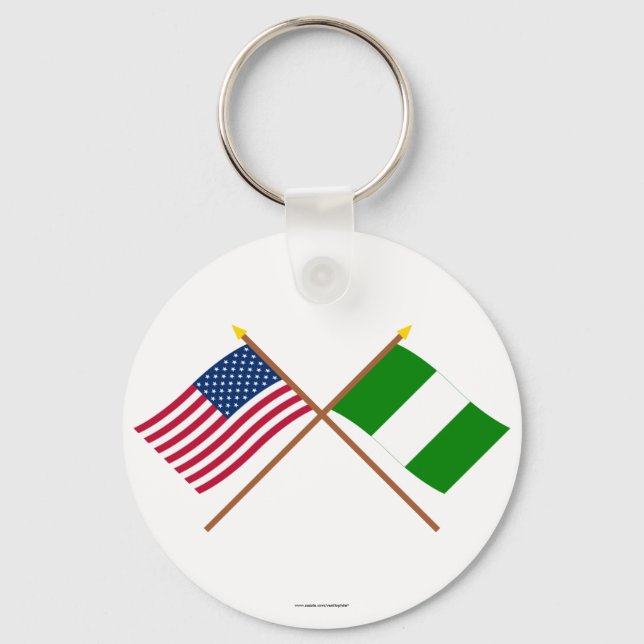 US and Nigeria Crossed Flags Keychain (Front)