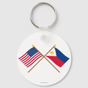 US and Philippines Crossed Flags Keychain