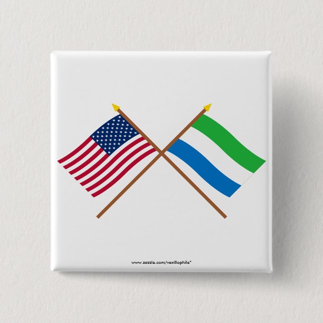 US and Sierra Leone Crossed Flags 2 Inch Square Button (Front)