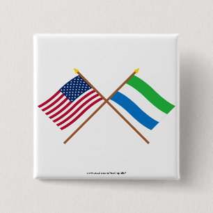 US and Sierra Leone Crossed Flags 2 Inch Square Button