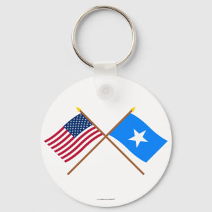 US and Somalia Crossed Flags Keychain