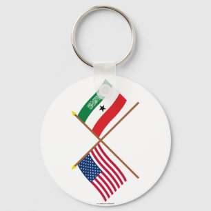 US and Somaliland Crossed Flags Keychain