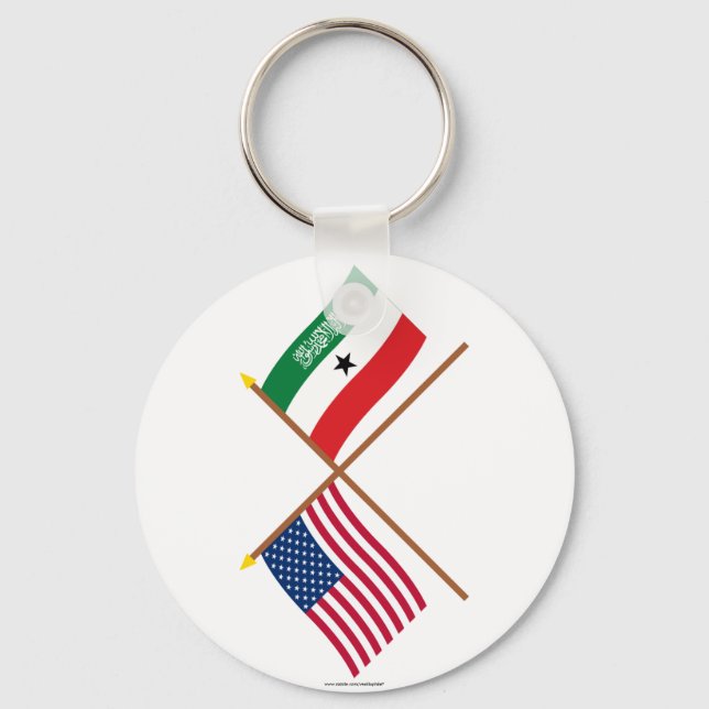 US and Somaliland Crossed Flags Keychain (Front)