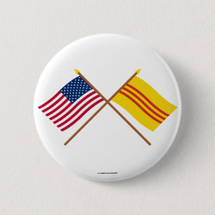 US and South Vietnam Crossed Flags 2 Inch Round Button