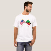 US and St Kitts & Nevis Crossed Flags T-Shirt (Front Full)