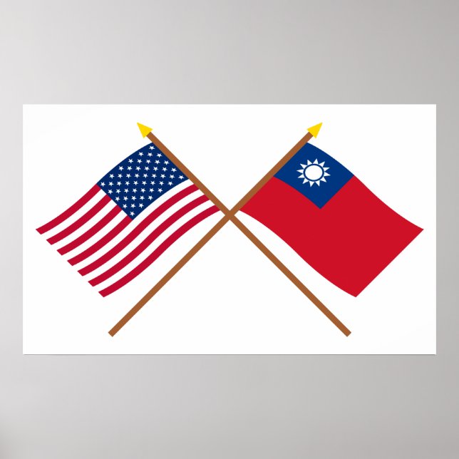 US and Taiwan Crossed Flags Poster (Front)