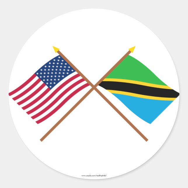 US and Tanzania Crossed Flags Classic Round Sticker (Front)