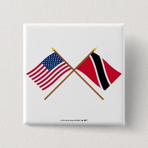 US and Trinidad & Tobago Crossed Flags 2 Inch Square Button