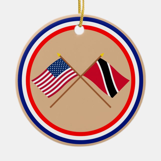 US and Trinidad & Tobago Crossed Flags Ceramic Ornament (Front)