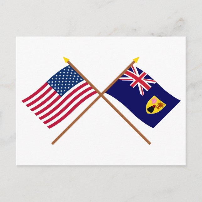US and Turks & Caicos Crossed Flags Postcard (Front)