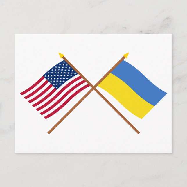 US and Ukraine Crossed Flags Postcard (Front)