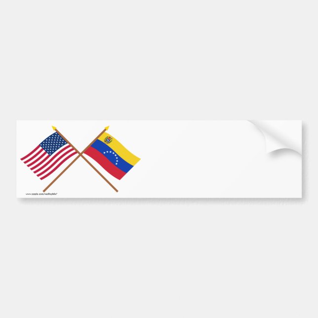US and Venezuela Crossed Flags Bumper Sticker (Front)