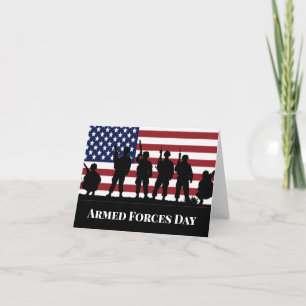 US Armed Forces Day American Flag with Soldiers Card