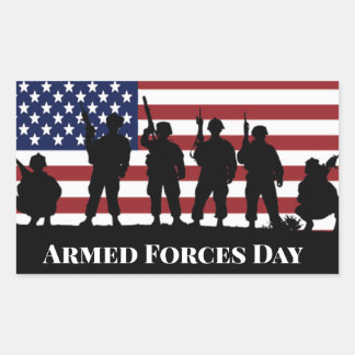 US Armed Forces Day Soldiers American Flag Art Sticker